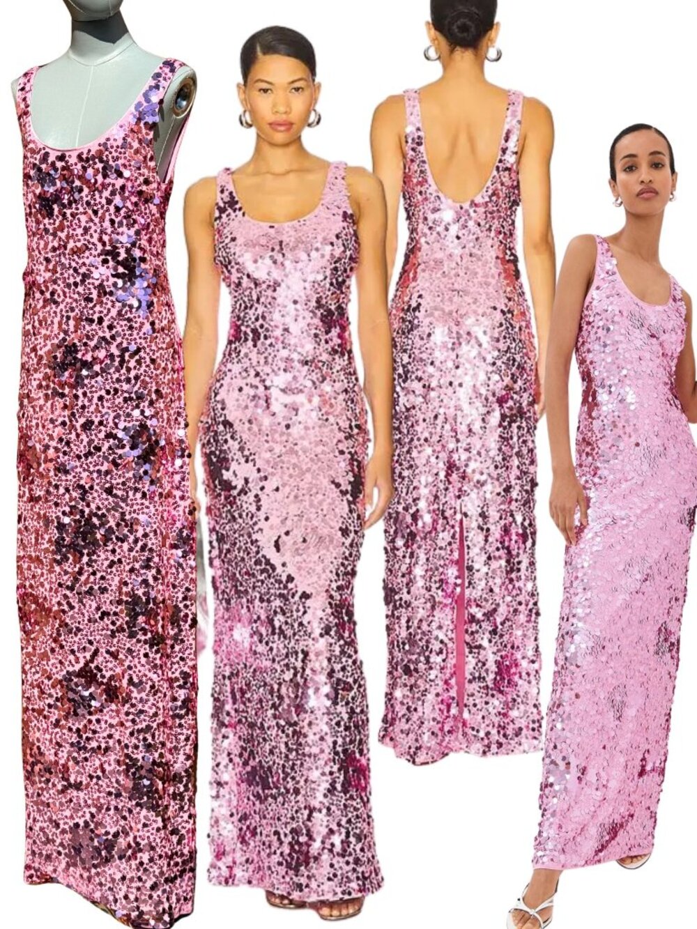 🆕 SIMKHAI 🧿 NWOT Bex Sequined Embellished Maxi Dress, Sorbet Pink - Sz US 8